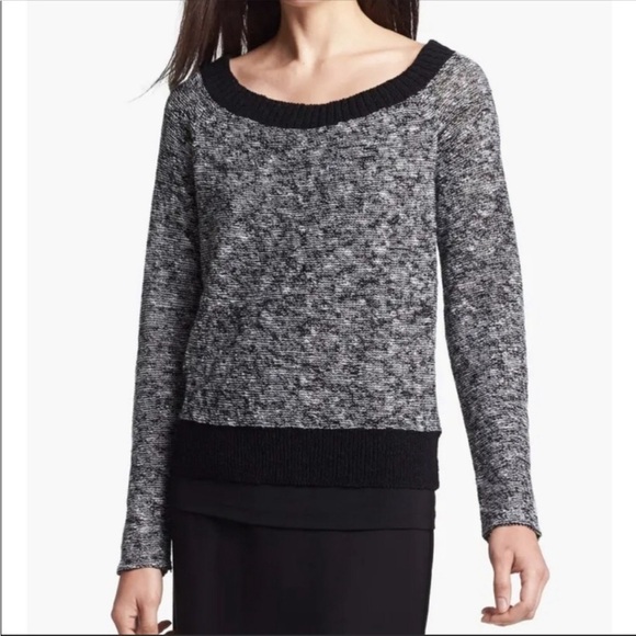 Eileen Fisher Melange Linen Twist Pullover Knit Sweater Size Small Black Casual - Picture 1 of 9
